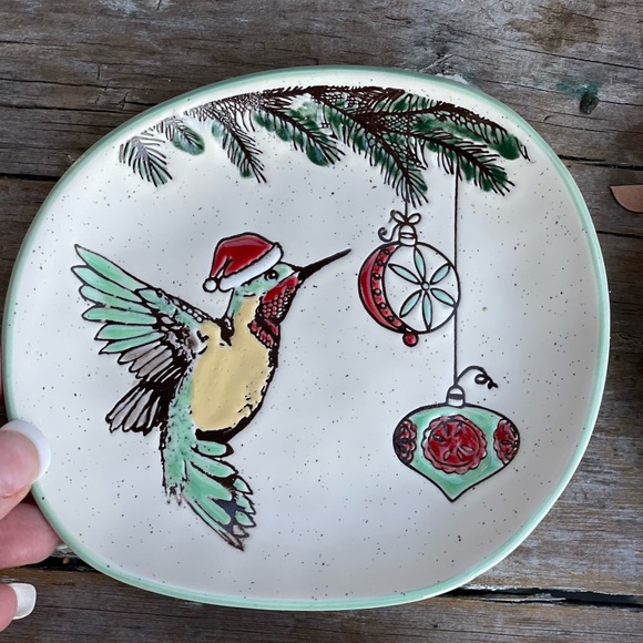 Eli + Ani holiday hummingbird appetizer plates handmade - Picture 3 of 9